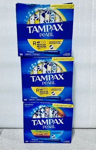 lot 151 image: Lot Of 3 New Other - (2) Tampax Pearl Regular & (1) Super, Super Plus & Ultra Tampons - As Shown - (READ)