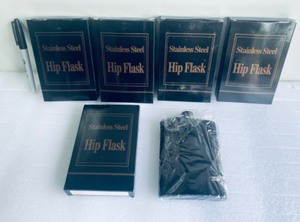 lot 194 image: Lot Of 5 New - Stainless Steel Hip Flasks - As Shown