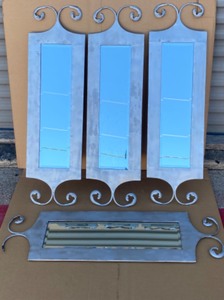 lot 249 image: Lot Of 4 - Beveled Hanging Mirrors Metal Framed 39 x 11  x .5 - In Condition As Shown - (READ)