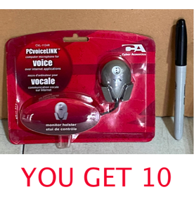 lot 38 image: Lot Of 10 New - Cyber Acoustics PC Voice Link Computer Microphone With Holster, Model#CVL-1124R - As Shown
