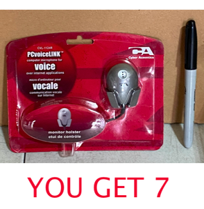 lot 42 image: Lot Of 7 New - Cyber Acoustics PC Voice Link Computer Microphone With Holster, Model#CVL-1124R - As Shown