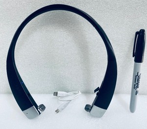 lot 261 image: Insignia Over-The-Neck In-ear Bluetooth Headphones, Model#NS-CAHBTEB02-BLK - In Condition As Shown - (READ)