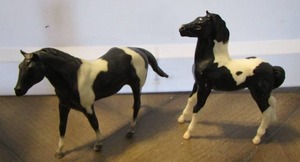 lot 28 image: Breyer #9075 Vintage Littlebit Black Pinto Quarter Horse,   & Breyer Paint Horse Foal