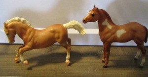 lot 34 image: Vintage Breyer classic #183 Rearing Palomino Stallion USA horse,  & BREYER PAINT HORSE FOAL