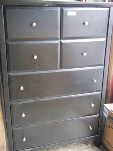 lot 108 image: 7 drawer black chest of drawers