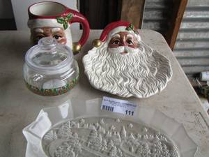 lot 111 image: Santa platter - Santa coffee mug- Christmas platter and more