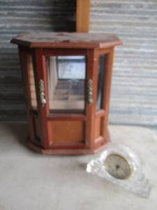 lot 132 image: small table top jewelry box and a crystal legends clock