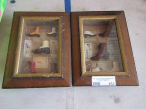 lot 162 image: 2 boot shadow box art pieces