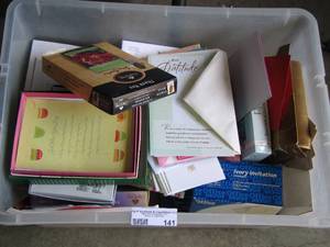 lot 141 image: tote full of various holiday cards with envelopes new