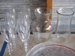 lot 145 image: year 2000  display wine glasses - vases- platters