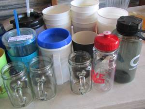lot 150 image: drinking cups and handled mason jars