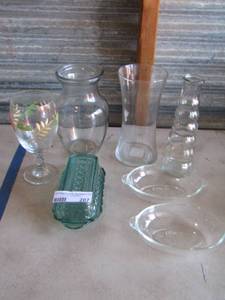 lot 207 image: vases, green butter dish, and more
