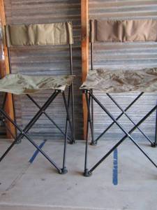 lot 216 image: brown foldable camping chairs