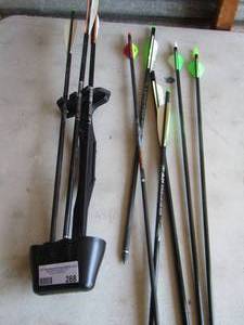 lot 268 image: ARROWS  QTY 9  SOFT TIPS &  QUIVER
