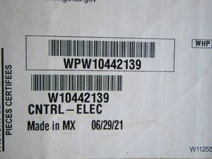 lot 297 image: APPLIANCE PARTS - Whirlpool Electronic Control Board  WPW 10442139   SEE DESCRIPTION