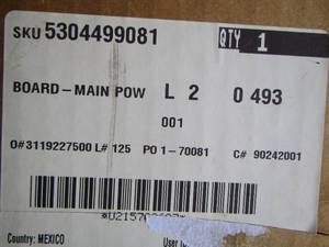 lot 301 image: APPLIANCE PARTS - Frigidaire Refrigerator Board Main POWER 5304499081  IN BOXES PACKAGING - SEE DESCRIPTION