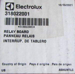 lot 308 image: APPLIANCE PARTS - Frigidaire Oven Primary Board Relay  318022001  IN BOX SEE DESCRIPTION