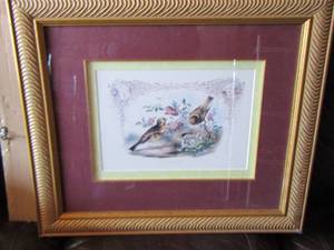 lot 328 image: framed bird art