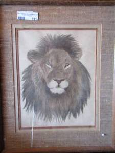 lot 331 image: framed lion art