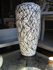 lot 342 image: 16 tall black and white vase