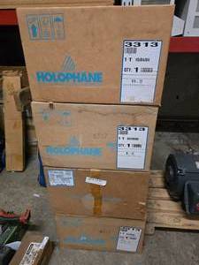 lot 8 image: Lot of 4 Holophane Model 3313 Commercial Type III Glass Refractors