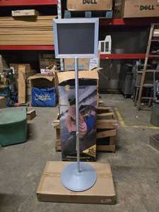 lot 12 image: Lot of 5 Adjustable Height Floor Standing Signs.  New In Box