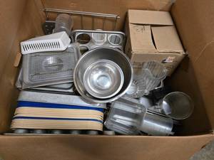 lot 151 image: MASSIVE Pallet Box FULL of Commercial Kitchen Supplies.  Includes Everything Pictured.