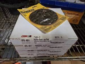 lot 162 image: 4 Boxes of Grinder Spiral Pattern Rubber Bakcing Pads w DeWalt 4.5 Rubber Backing Pad