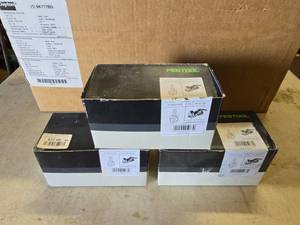 lot 256 image: 3 Boxes of Festool No 201351 Comino Connector Cross Anchors.  32 Anchors Per Box.  1 Box is open but complete.