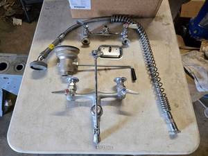 lot 266 image: Lot of Misc Commercial Kitchen SinkFaucet Pieces.  Includes Everything Pictured.