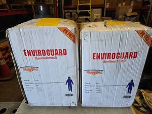 lot 290 image: 2 Cases of NEW Enviroguard PyroGuard 2 Coveralls w Attached Hood, Size 2XL.  25 Coveralls Per Case