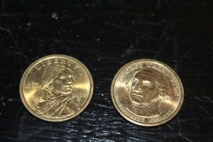 lot 292 image: Sacajawea Coin and George Washington Gold Dollar