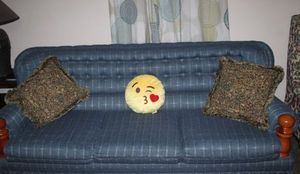 lot 374 image: 7Ft. Long Couch includes Throw Pillows Shown