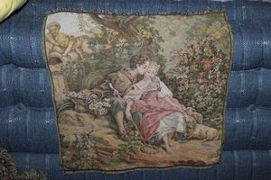 lot 395 image: Vintage French Provencial Tapestry (18.5x18.5)