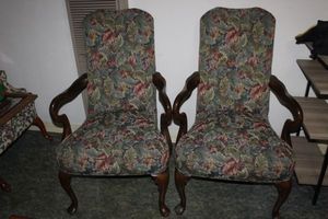 lot 396 image: Pair of Queen Ann Armchairs