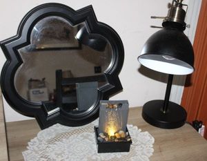 lot 398 image: Light up Water feature, Mirror and Desk Lamp