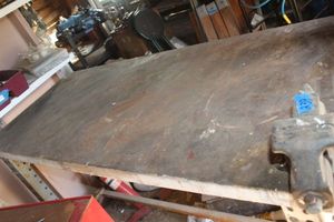 lot 240 image: Large Metal Shop Table.    Very Heavy