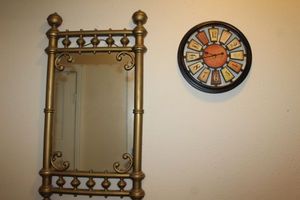 lot 31 image: Decorative Wall Mirror And Clock