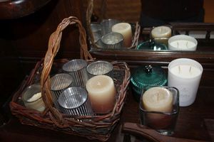 lot 46 image: Variety of candles and candle Holders