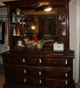lot 74 image: Dresser with Mirror, This is 2 Pieces, Approximately 54X18X79 YOU MUST BRING HELP TO LOAD THIS, NO HELP ONSITE