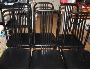 lot 318 image: Six Black Matching Dining Room Chairs Matching table in lot 316