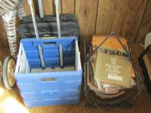 lot 18 image: misc. bags and firewood holder