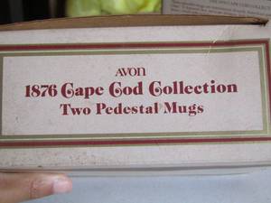 lot 27 image: Avon 1876 Cape Cod Collection  Wine Goblet  CANDLEHOLDER QTY 2  & 2 Pedistal Mugs per box   QTY 2 BXS - ALL in boxes