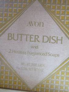 lot 42 image: Avon butter dish in original package with two bars of butter soap