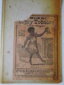 lot 64 image: ANTIQUE 1880S TOBACCO CARD - TOPSY TOBACCO I IS WICKED  & CHEW MULE EAR  (DOULBE SIDED CARD) -- WELLMAN & DWIRE TOBACCO