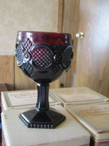 lot 207 image: Avon 1876 CAPE COD  Water Goblets PERFUMED CANDLE HOLDER W CANDLE   QTY 4