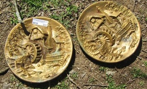 lot 237 image: 2 gold wall art with waterfall