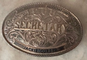 lot 163 image: NELSON SILVIA CO. BELT BUCKLE  CUSTOM  (RODEO ASSOCIATION ) STERLING & 10K  - $$$$$