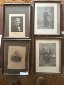 lot 300 image: CIVAL WAR GENERALS - PICTURES  8 X 10 FRAMES - GEN. LYONS, McCLELLAN, SHERMAN & UNK  QTY 4