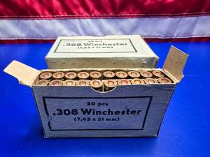 lot 41 image: Winchester .308 Ammo.  20 Rounds Per Box.  QUANTITY 4 BOXES.  BID IS TIMES THE QUANTITY